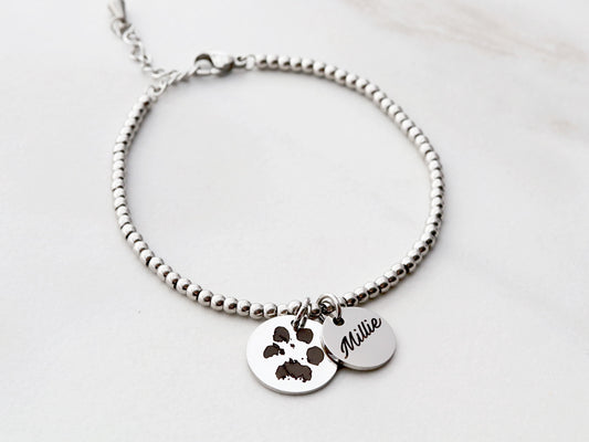 Actual Paw Print Beaded Bracelet