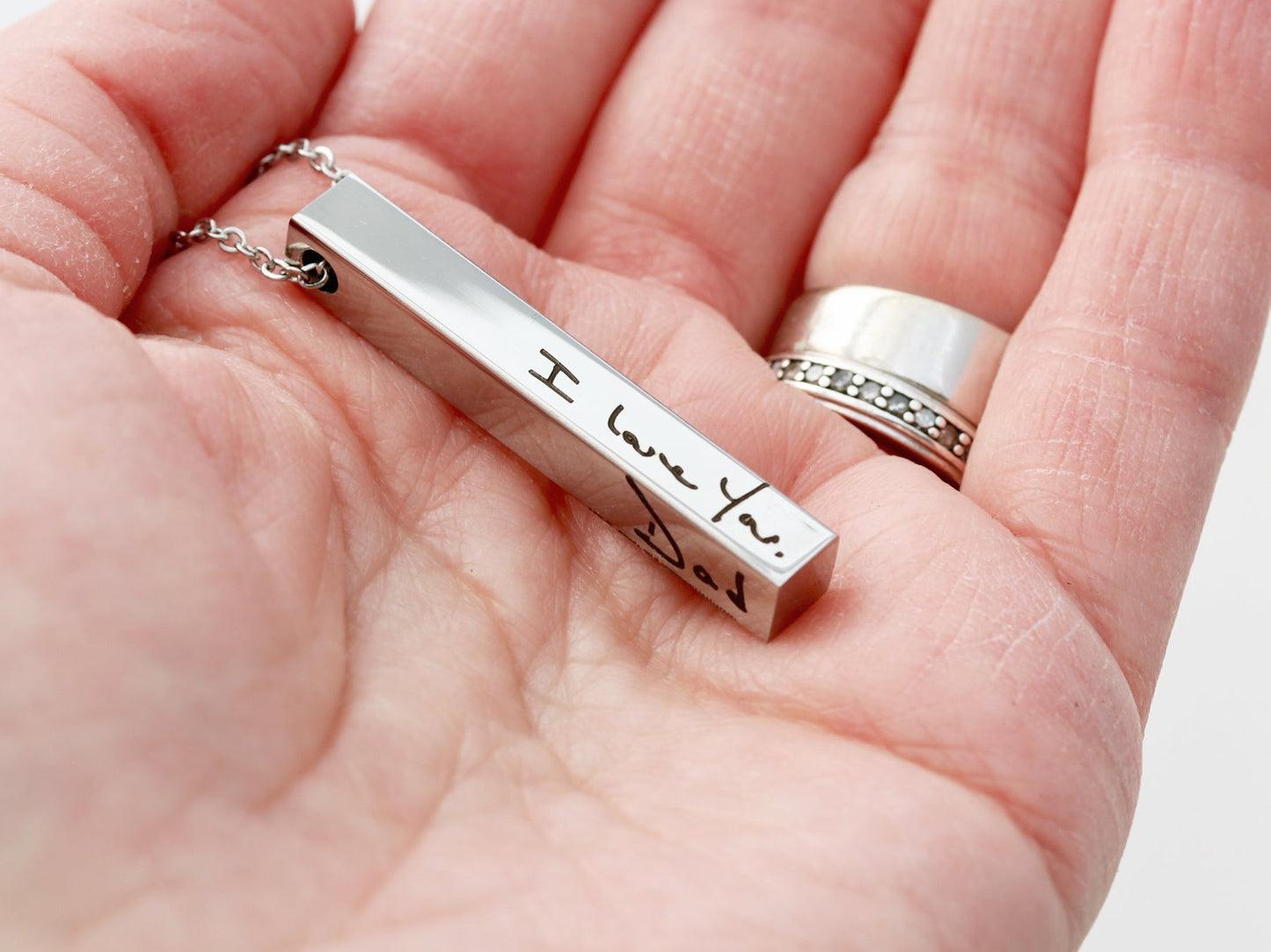 4 Sided Handwriting Bar Necklace