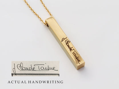 4 Sided Handwriting Bar Necklace