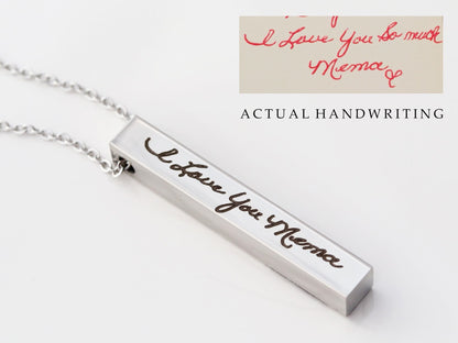 4 Sided Handwriting Bar Necklace