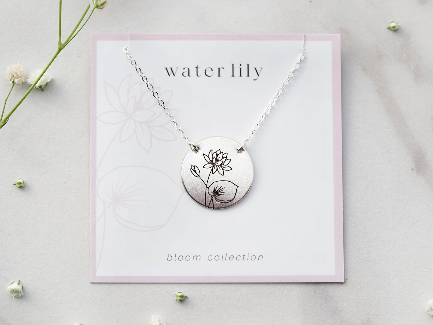 Disc Birth Flower Necklace