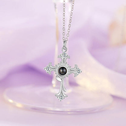 Photo Projection Necklace | Necklace with Picture Inside | Cross Pendant