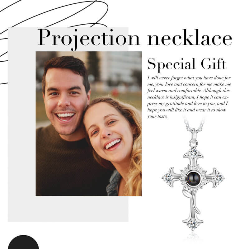 Photo Projection Necklace | Necklace with Picture Inside | Cross Pendant