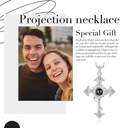 Photo Projection Necklace | Necklace with Picture Inside | Cross Pendant