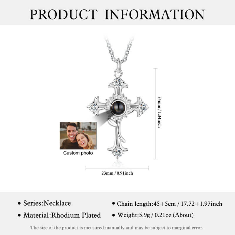 Photo Projection Necklace | Necklace with Picture Inside | Cross Pendant