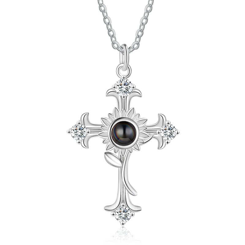 Photo Projection Necklace | Necklace with Picture Inside | Cross Pendant