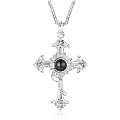 Photo Projection Necklace | Necklace with Picture Inside | Cross Pendant