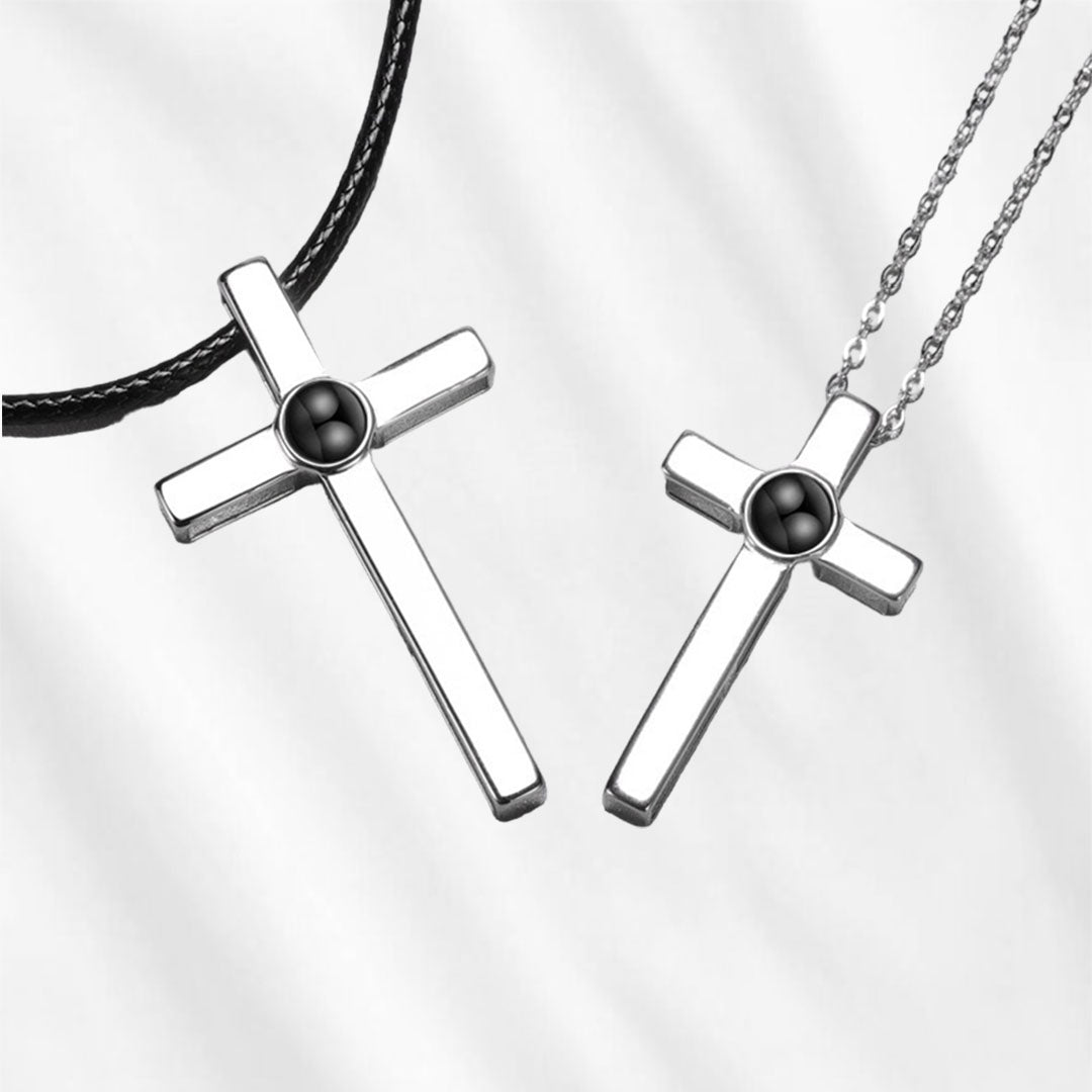 Cross Projection Necklace Couple Set for Her for Him - Customodish