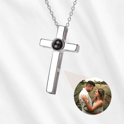 Cross Projection Necklace Couple Set for Her for Him - Customodish