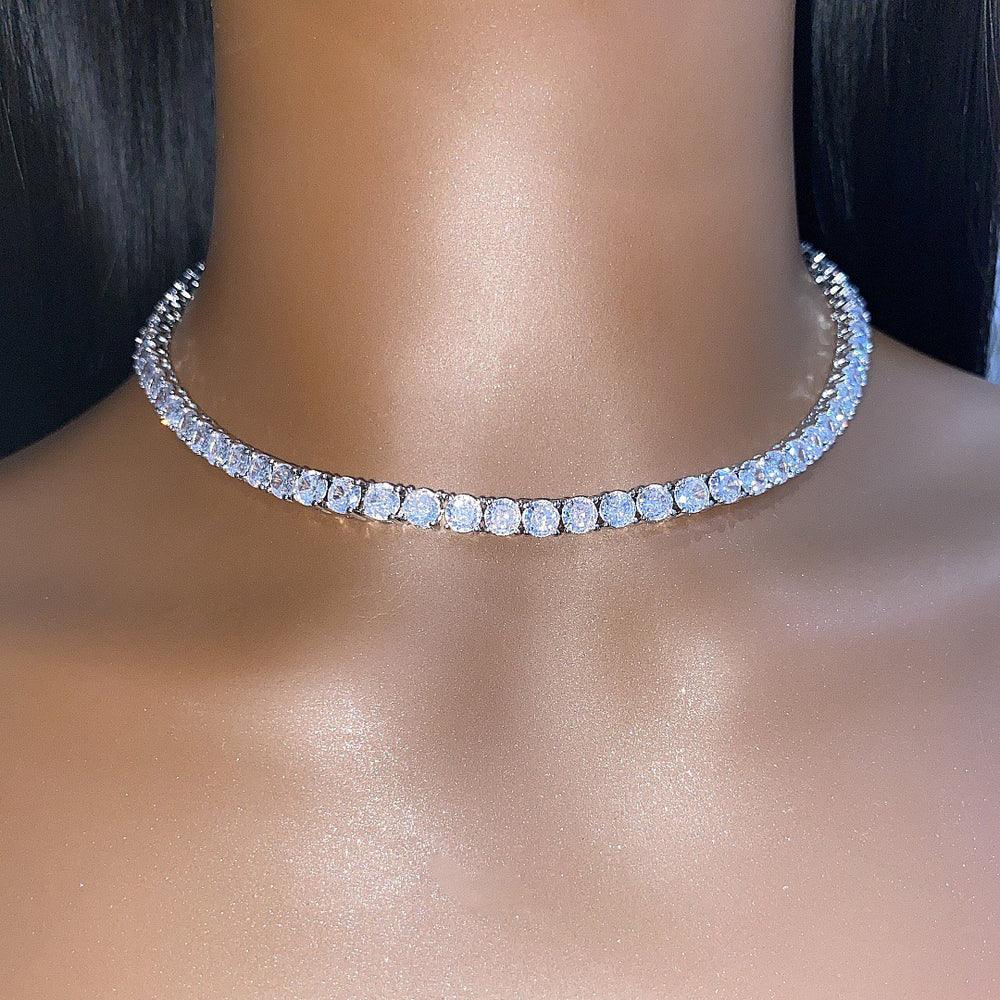 Cubic Zirconia Tennis Chain Necklace-5mm