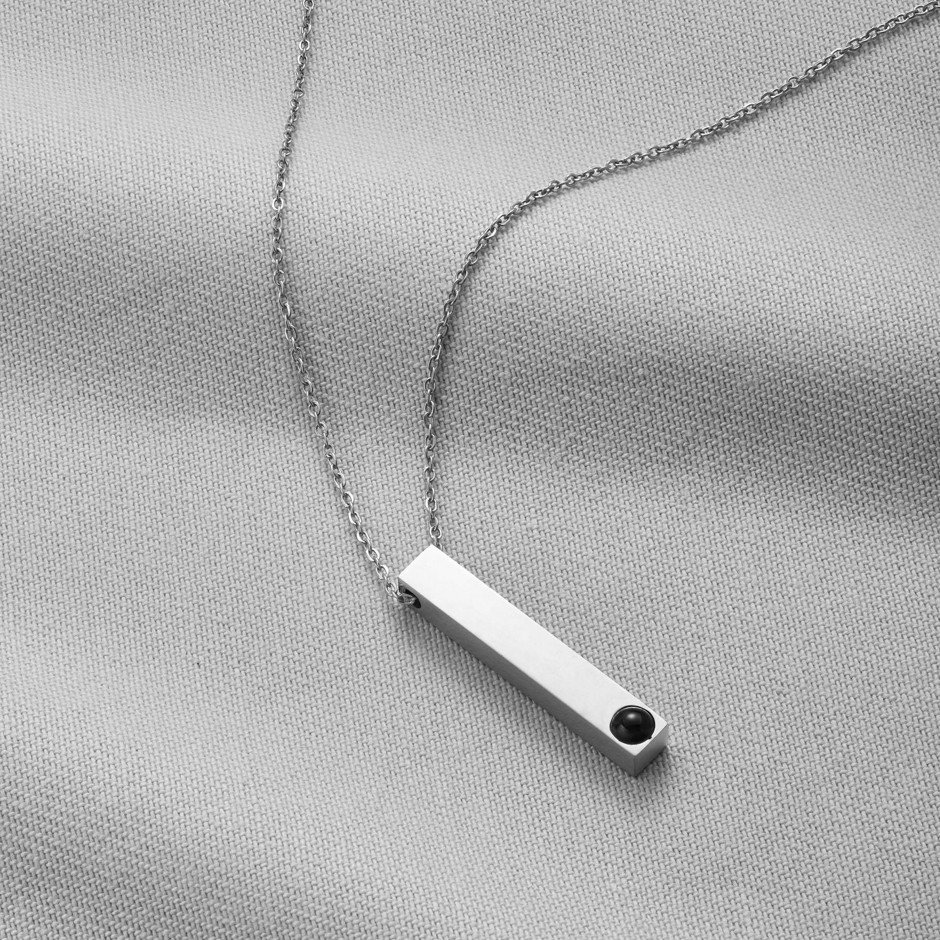 Custom 3D Pillar Bar Pendant Hidden Photo Necklace