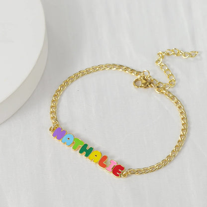 Custom Colored Enamel Name Charm Bracelet