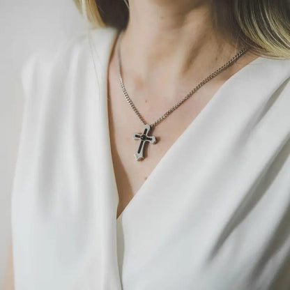 Custom Cross Pendant Hidden Photo Necklace