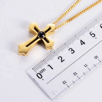 Custom Cross Pendant Hidden Photo Necklace