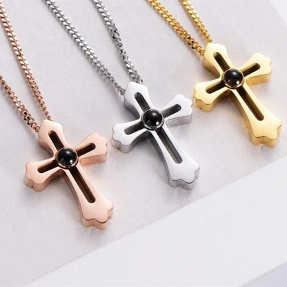 Custom Cross Pendant Hidden Photo Necklace