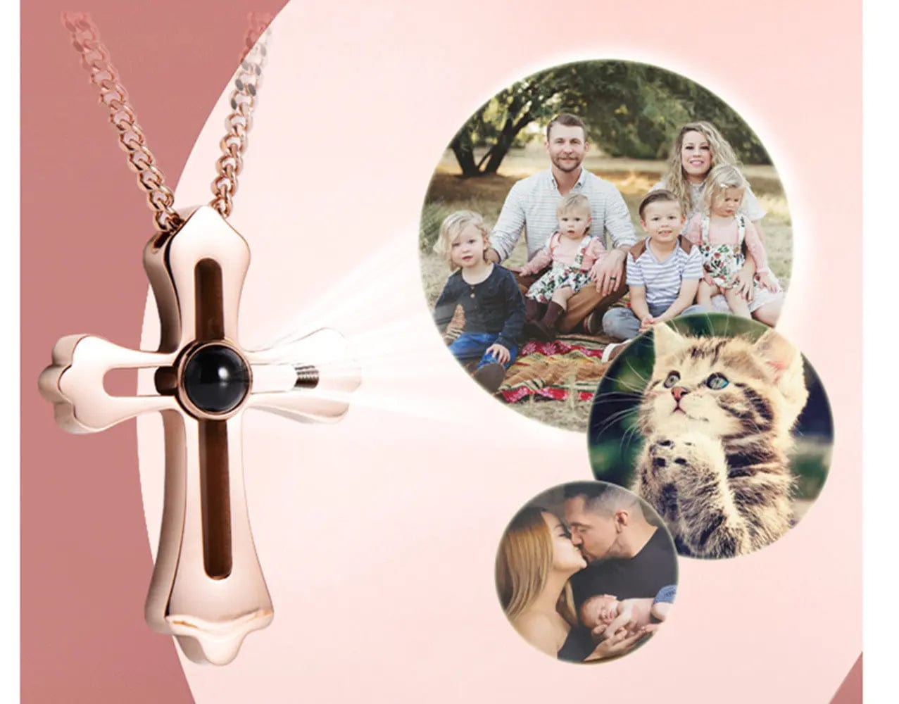 Custom Cross Pendant Hidden Photo Necklace