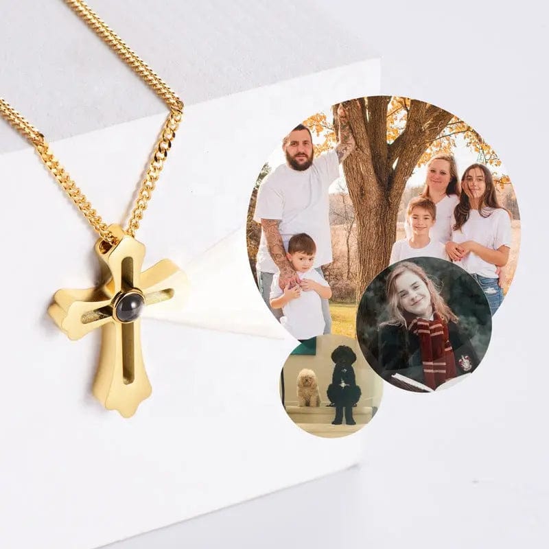 Custom Cross Pendant Hidden Photo Necklace