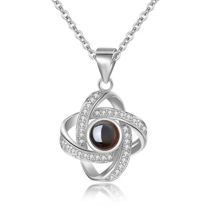 Custom Diamond Zircon Charmed Hidden Photo Necklace