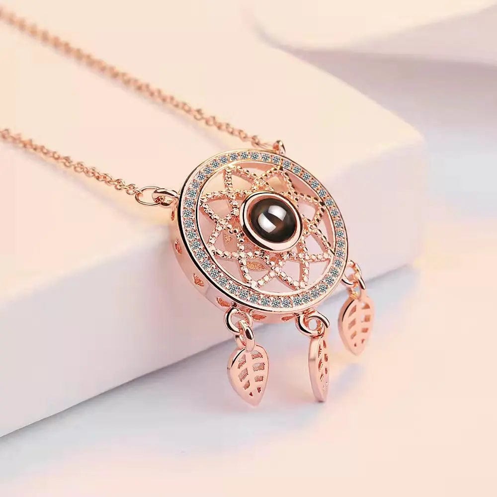 Custom Dream Catcher Zircon Hidden Photo Necklace