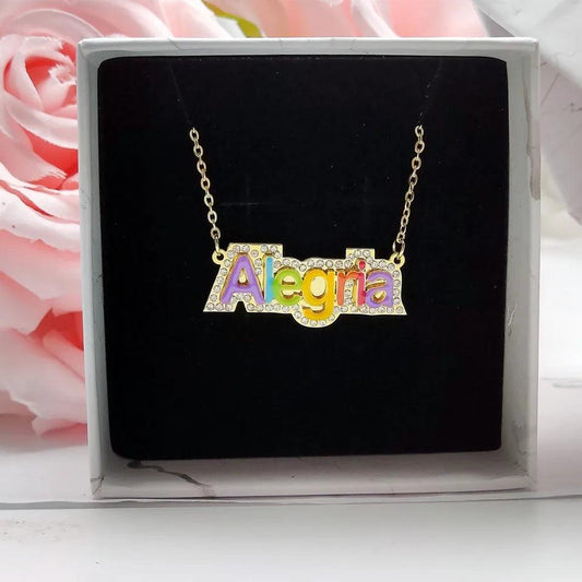 Custom Enamel Name Necklace