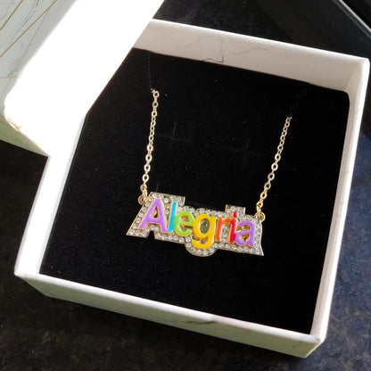 Custom Enamel Name Necklace