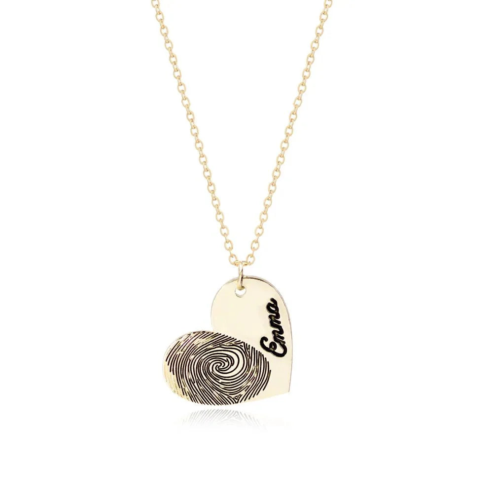 Custom Fingerprint Necklace with Engraved Name