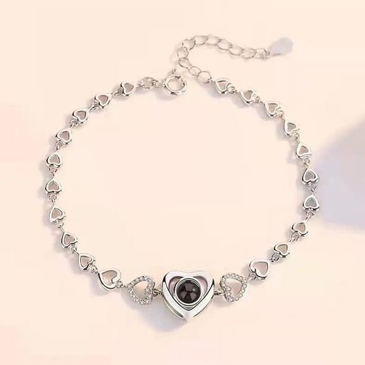 Custom Heart Charm Hidden Photo Bracelet