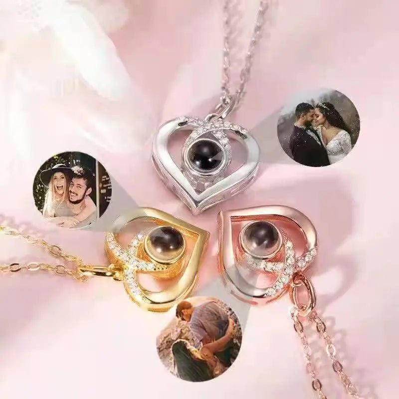 Custom Heart Cubic Zirconia Hidden Photo Necklace