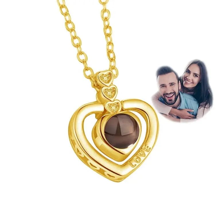 Custom Heart Drop Projection Photo Necklace | Upload Your Hidden Photo