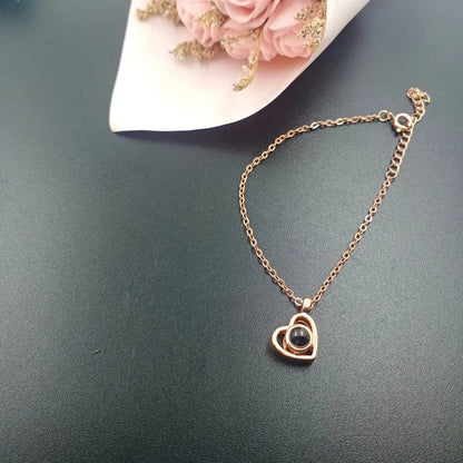 Custom Heart Drop Projection Photo Necklace | Upload Your Hidden Photo