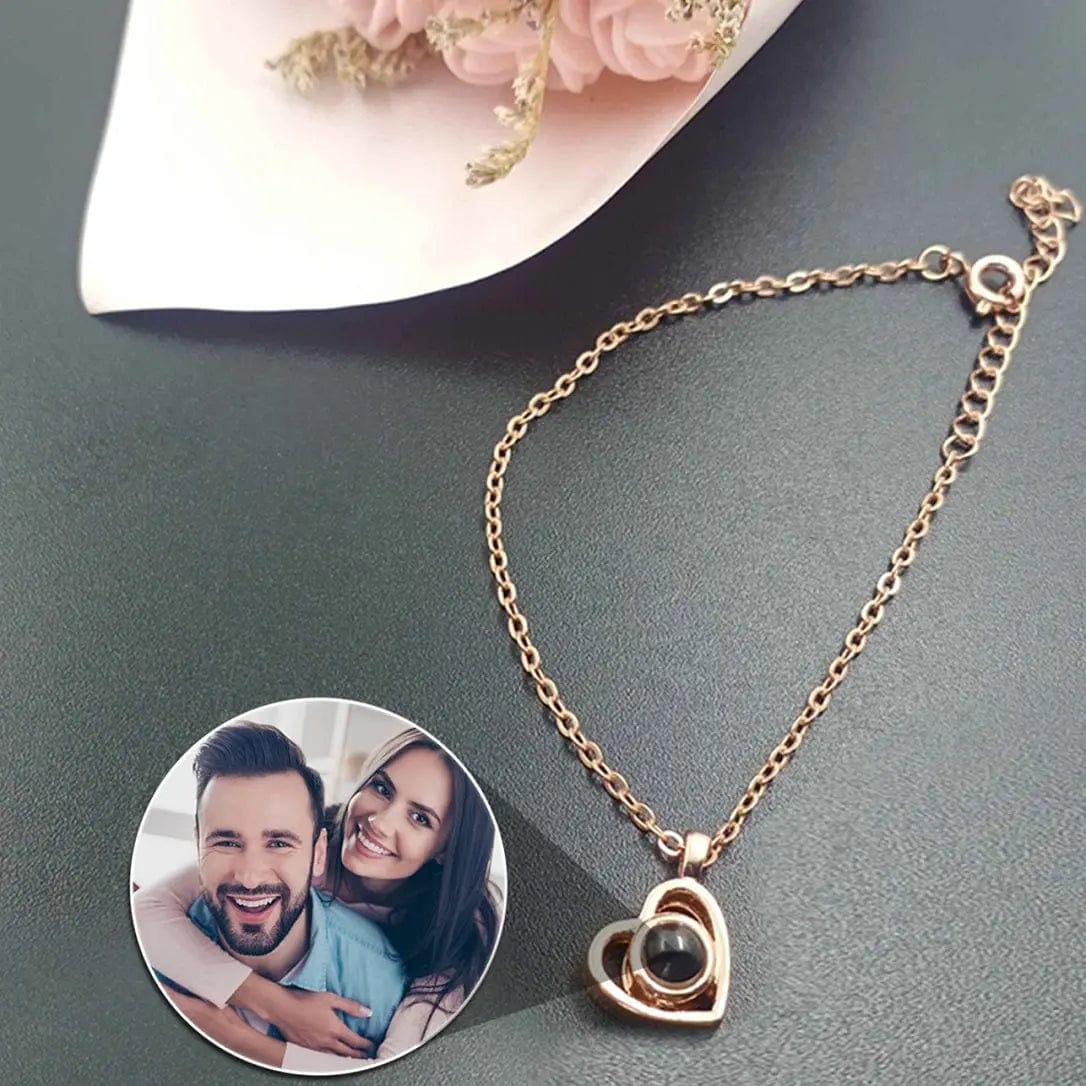 Custom Heart Drop Projection Photo Necklace | Upload Your Hidden Photo