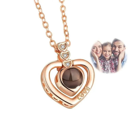 Custom Heart Drop Projection Photo Necklace | Upload Your Hidden Photo