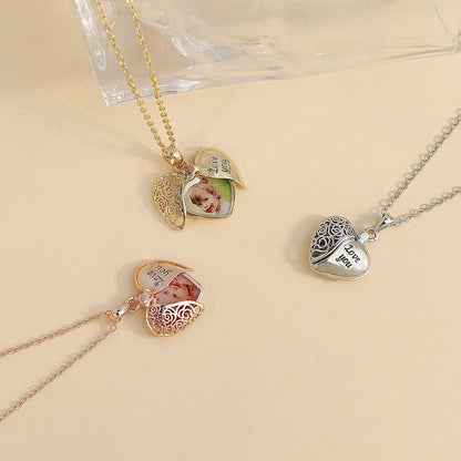 Custom Heart Hollow Hidden Photo Necklace