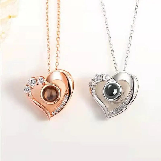 Custom Heart Mini Zircon Hidden Photo Necklace