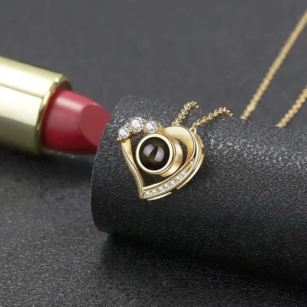 Custom Heart Mini Zircon Hidden Photo Necklace