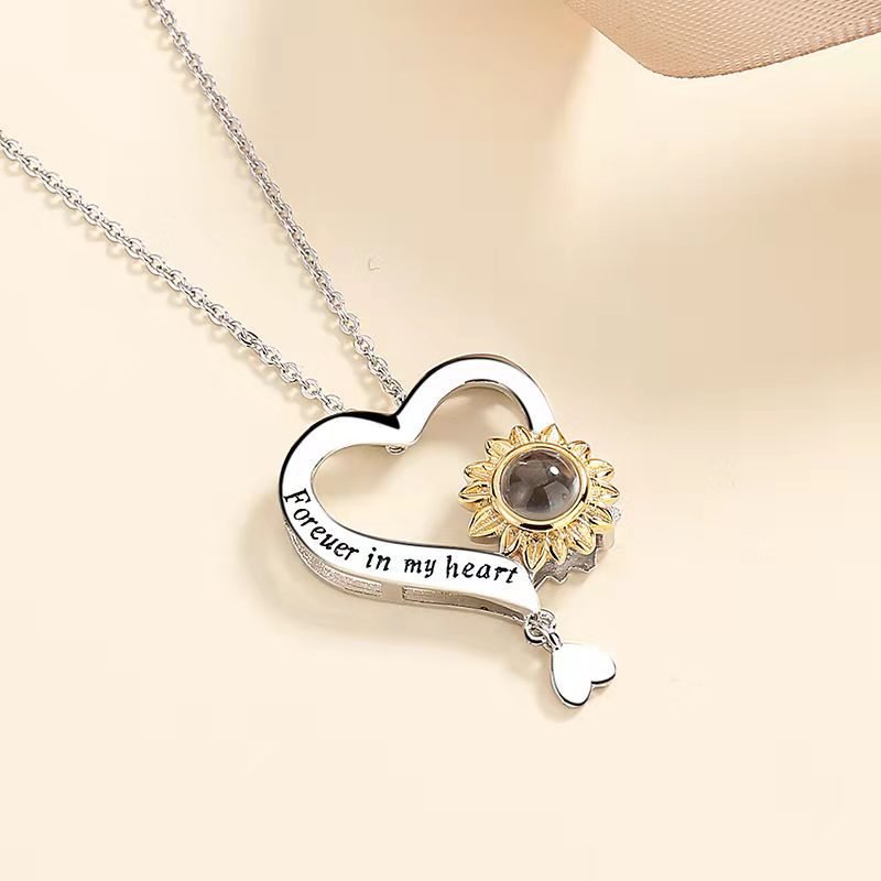 Custom Heart of Sunlight Hidden Photo Necklace