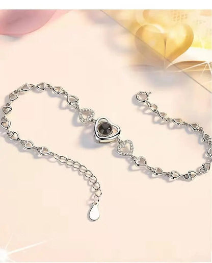 Custom Heart Zircon Hidden Photo Bracelet