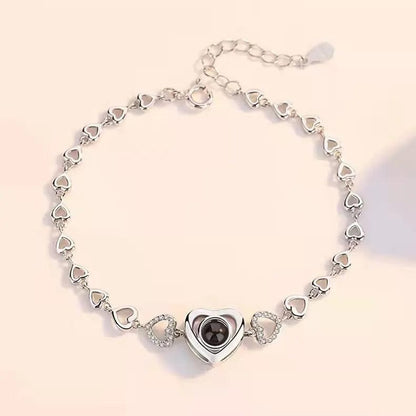 Custom Heart Zircon Hidden Photo Bracelet