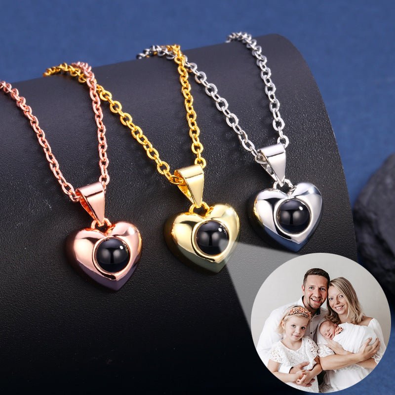 Custom Heart Apple Hidden Photo Necklace