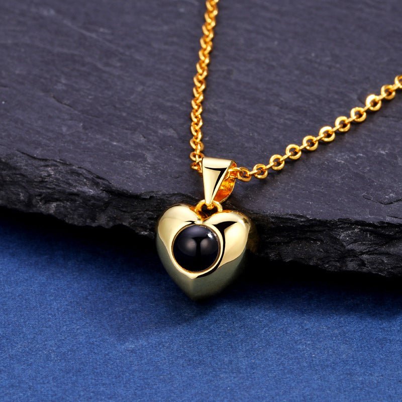 Custom Heart Apple Hidden Photo Necklace