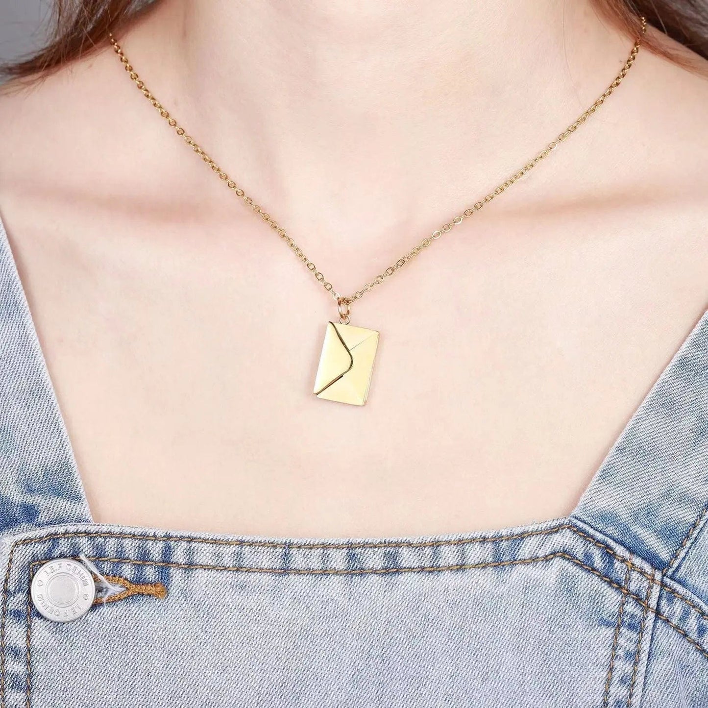 Custom Hidden Love Letter Envelope Pendant Necklace