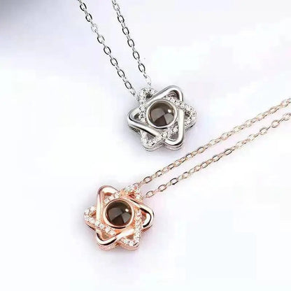 Custom Hidden Photo Hexagonal Zircon Gem Necklace