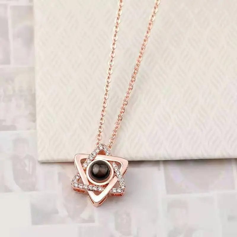 Custom Hidden Photo Hexagonal Zircon Gem Necklace