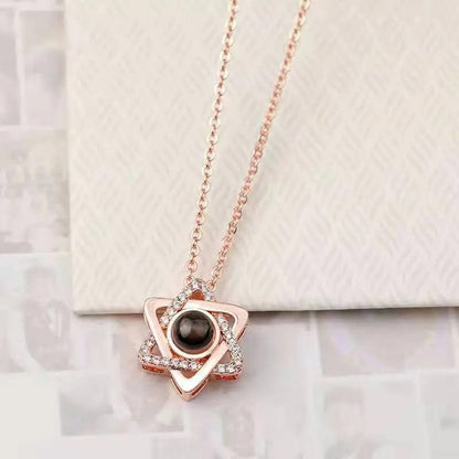 Custom Hidden Photo Hexagonal Zircon Gem Necklace