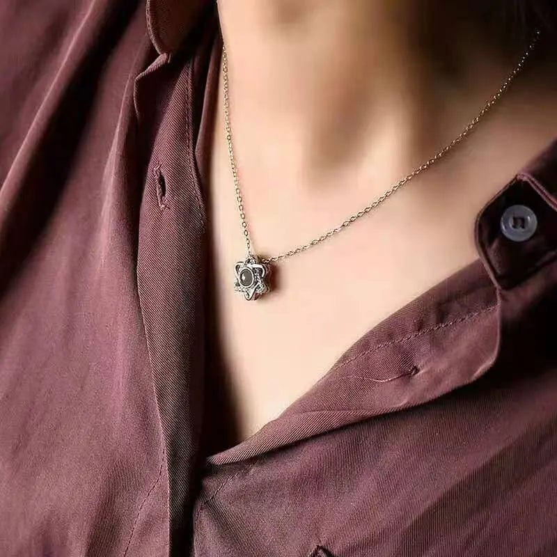 Custom Hidden Photo Hexagonal Zircon Gem Necklace