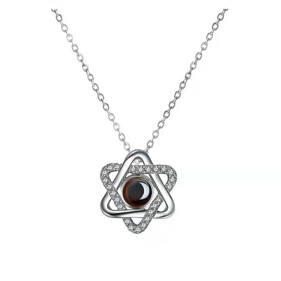 Custom Hidden Photo Hexagonal Zircon Gem Necklace