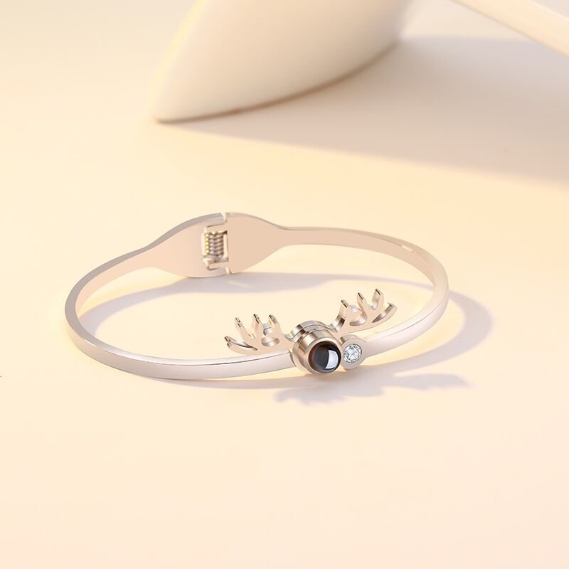 Custom Hidden Photo Projection Adjustable Antler Shape Bracelet