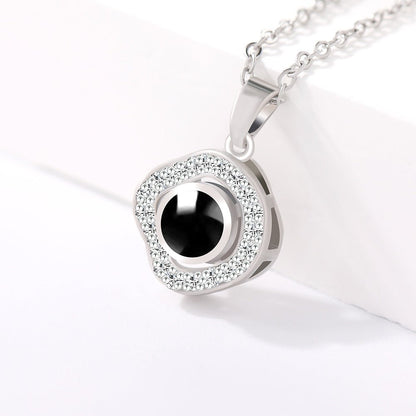 Custom Hidden Photo Projection Black Onyx Necklace