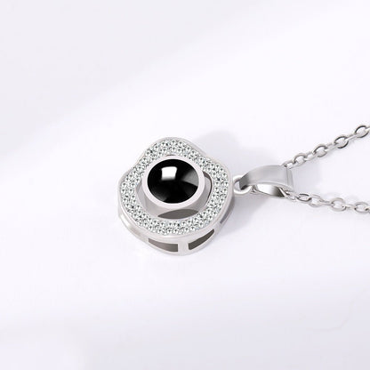 Custom Hidden Photo Projection Black Onyx Necklace