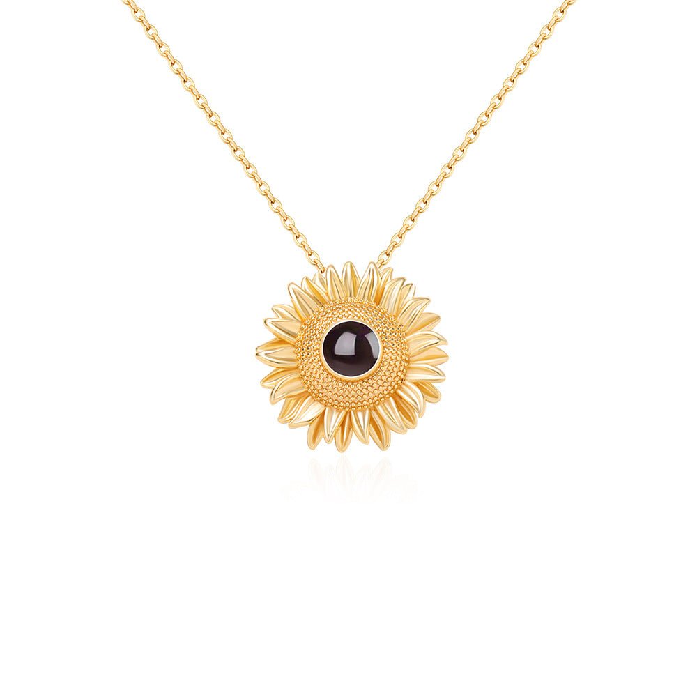 Custom Hidden Photo Projection Bloom Sunflower Necklace